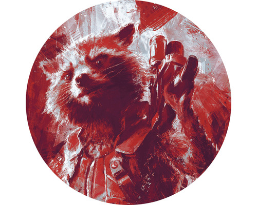 Fototapet rotund autoadeziv DD1-052 Avengers Painting Rocket Raccoon Ø 125 cm Ilustrație cu un raton cu o armă