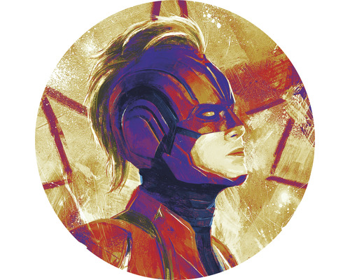 Fototapet rotund autoadeziv DD1-054 Avengers Painting Captain Marvel Ø 125 cm Ilustrație cu o figură de supererou din profil