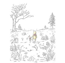 Ilustrație cu Winnie de Pluș și Purceluș într-un peisaj