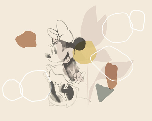 Fototapet vlies IADX7-047 Into Adventure Disney Minnie Soft Shapes 350x280 cm Ilustrație cu Minnie Mouse cu forme abstracte