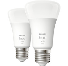 Becuri LED variabile Philips Hue E27 9,5W 1100 lumeni, glob mat A60, lumină caldă, 2 bucăți-thumb-0
