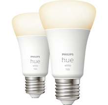 Becuri LED variabile Philips Hue E27 9,5W 1100 lumeni, glob mat A60, lumină caldă, 2 bucăți-thumb-2