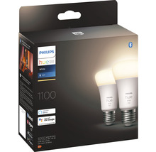 Becuri LED variabile Philips Hue E27 9,5W 1100 lumeni, glob mat A60, lumină caldă, 2 bucăți-thumb-3