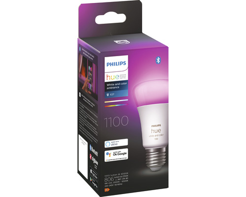 Bec Philips Hue, ambianță albă și colorată, soclu E27