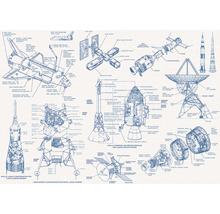 Ilustrație a configurației Apollo pentru misiunea de aselenizare