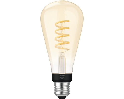 Bec vintage LED variabil Philips Hue E27 7W, glob pară ST72, durată de viață 15.000 h, Bluetooth, lumină albă 2200-4500K Bec Edison Philips Hue cu filament spiralat