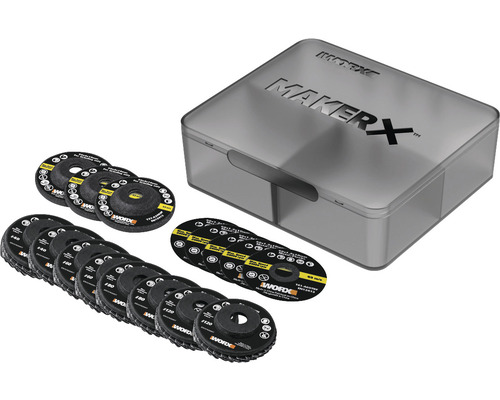 Set accesorii pentru polizor unghiular fără acumulator Worx MakerX WX741.9, 16 piese