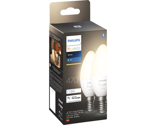 Pachet cu două becuri LED Philips Hue White E14