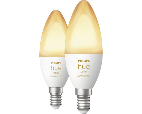 Două becuri Philips Hue White Ambiance cu soclu E14