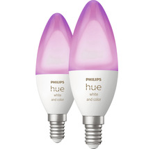 Becuri LED RGBW variabile Philips Hue E14 5,3W 320 lumeni, glob mat lumânare, 2 bucăți, Bluetooth-thumb-3