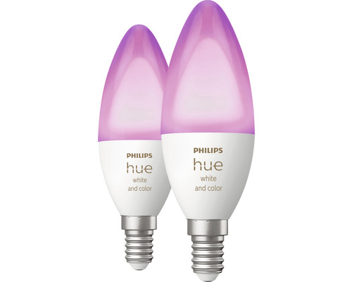 Două becuri LED Philips Hue White and Color E14