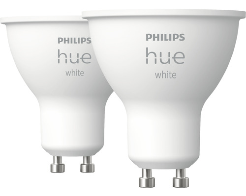 Becuri LED spot variabile Philips Hue GU10 5,2W 400 lumeni 230V, lumină caldă, Bluetooth, 2 bucăți