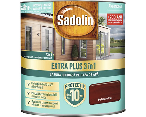 Lazură lucioasă pe bază de apă Sadolin Extra Plus 3 în 1 palisandru 0,75 l