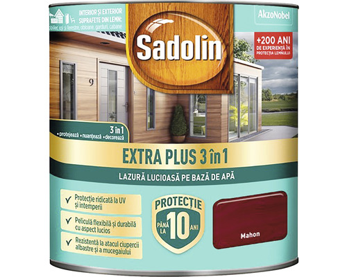 Lazură lucioasă pe bază de apă Sadolin Extra Plus 3 în 1 mahon 0,75 l-0