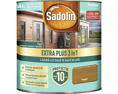 Lazură lucioasă pe bază de apă Sadolin Extra Plus 3 în 1 stejar rustic 0,75 l