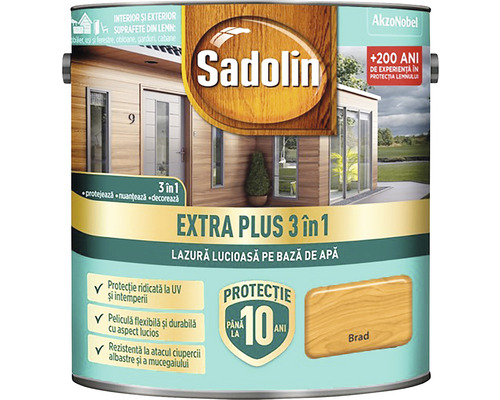 Lazură lucioasă pe bază de apă Sadolin Extra Plus 3 în 1 brad 2,5 l