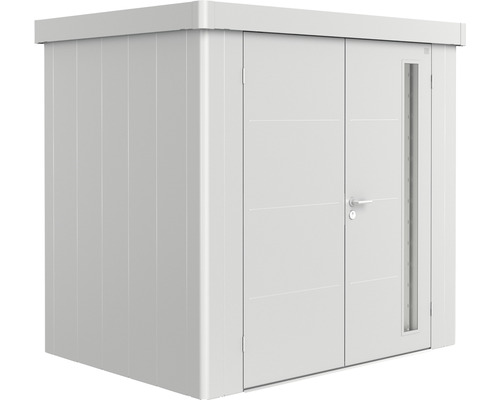 Magazie grădină Biohort Neo 1B metal ușă dublă 236x180 cm argintiu metalizat Cabină de scule metalică cu ușă dublă și fereastră laterală