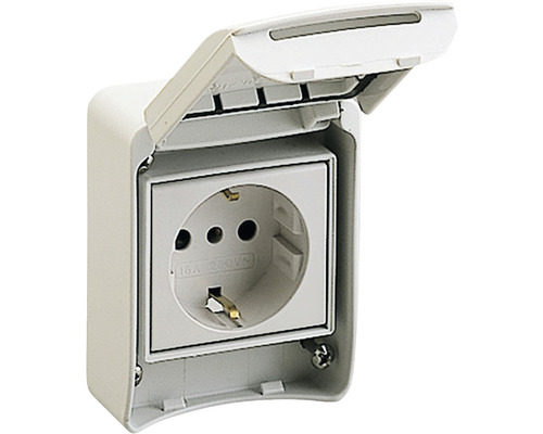 Priză simplă cu împământare Schneider PratiKa 65x85 mm IP65 gri, montaj aplicat, pentru tablouri organizare electrică șantier Priză simplă cu împământare Schneider PratiKa 65x85 mm IP65 gri, montaj aplicat, pentru tablouri organizare electrică șantier