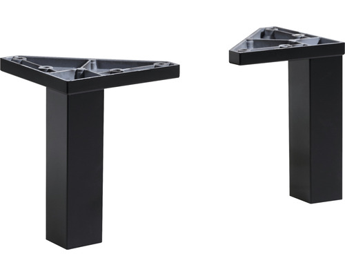Set 2 picioare mobilier rectangulare pelipal 374 negre Două picioare metalice pentru mobilă