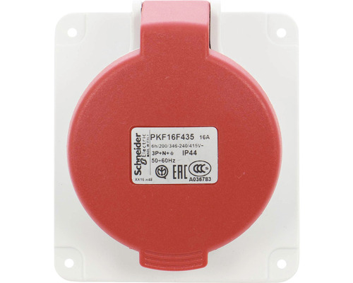 Priză trifazică Schneider PratiKa 16A, montaj îngropat, pentru exterior IP44 Priză Schneider Electric PKF16F435, 16 amperi