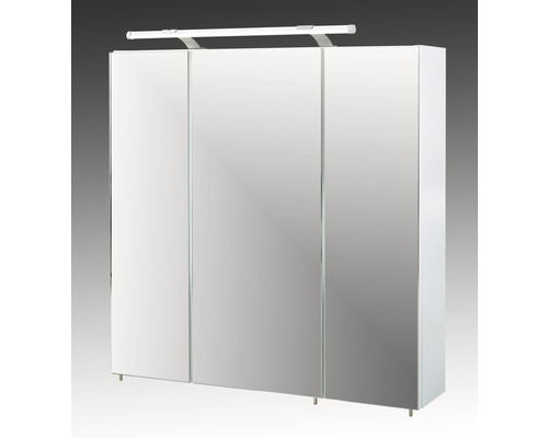 Dulap baie cu oglindă Dorina, 3 uși, PAL, 70x75 cm, alb