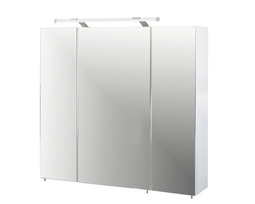 Dulap baie cu oglindă Dorina, 3 uși, PAL, 80x75 cm, alb