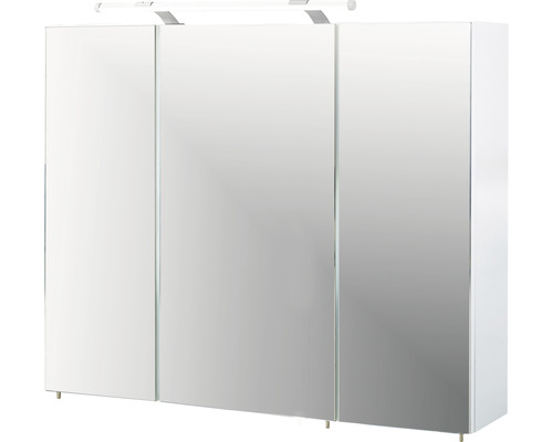 Dulap baie cu oglindă Dorina, 3 uși, PAL, 90x75 cm, alb