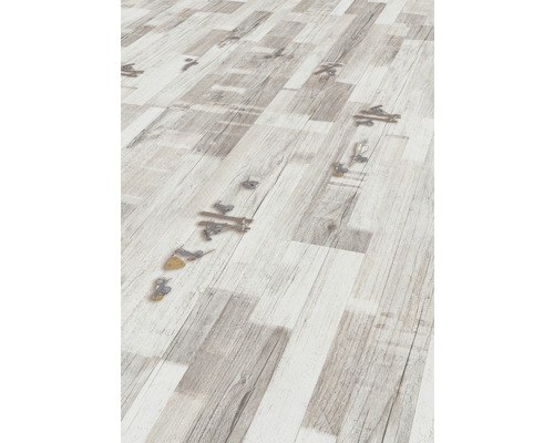 Pardoseală laminată cu aspect de lemn și sistem de blocare