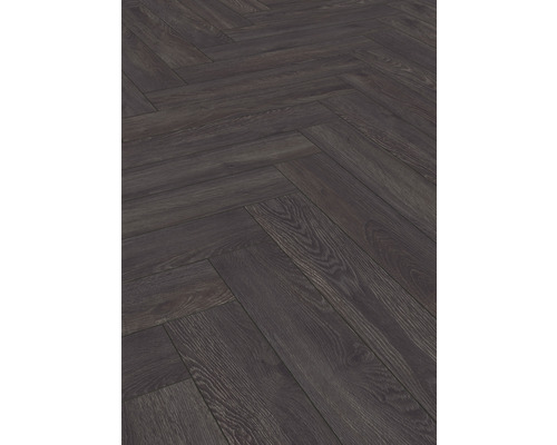 Podea laminată închisă la culoare cu model herringbone