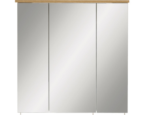 Dulap cu oglindă cu trei uși oglindă și decor de lemn