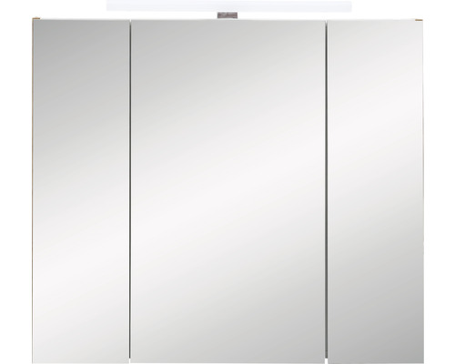Dulap cu oglindă cu trei uși și iluminare pentru baie