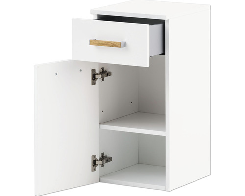 Dulap de lavoar alb cu sertar și rafturi