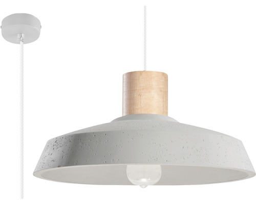 Lampa suspendată din beton cu element din lemn