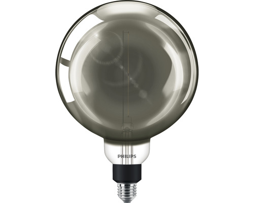 Bec vintage LED variabil Philips Smoky E27 6,5W, glob G200 afumat, durată viață 15.000 h