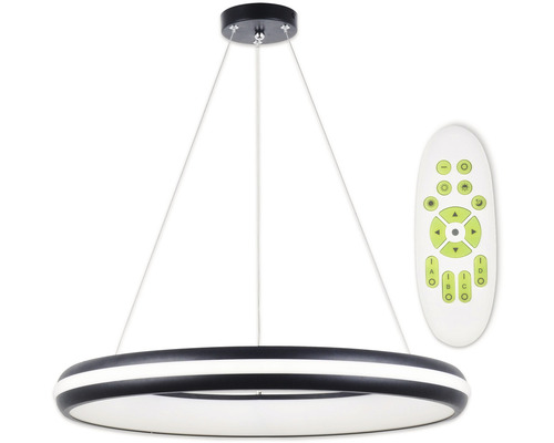 Pendul cu LED integrat Futura 60W 6000 lumeni 3000-6500K, cu telecomandă, negru Lumină suspendată LED rotundă cu telecomandă pentru controlul luminii.