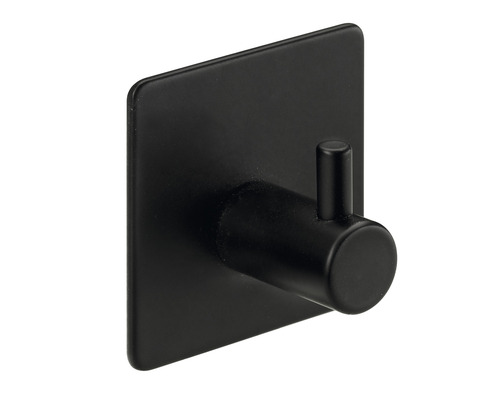 Cuier autoadeziv cu 1 cârlig Hettich Modern 45x45 mm, oțel vopsit negru mat Cârlig negru de perete pentru haine