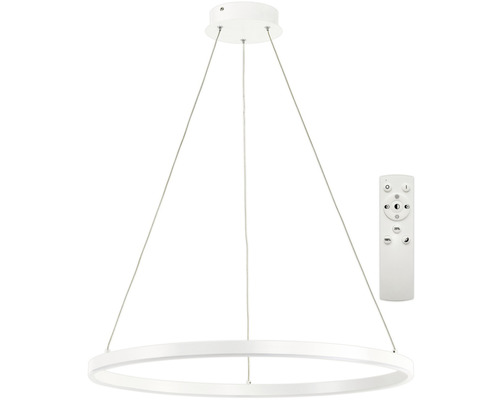 Pendul cu LED integrat Saturn 70CZ 30W 3000 lumeni, lumină albă 3000-6500K, plastic alb, cu telecomandă Lumină suspendată cu LED alb, inelară, cu telecomandă