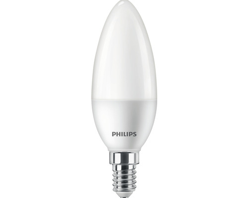 Bec LED Philips E14 7W 806 lumeni, glob mat lumânare, lumină caldă