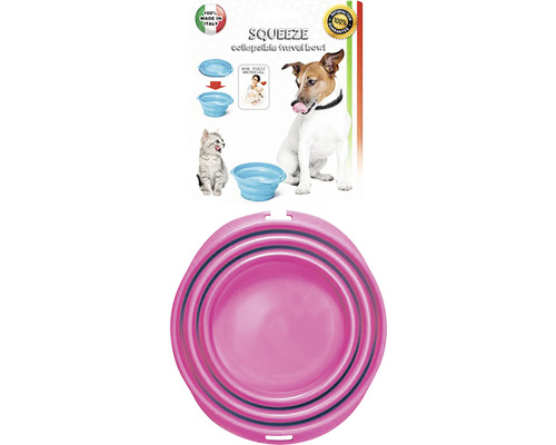 Bol de călătorie pliabil pentru animale de companie și bol de călătorie roz deschis