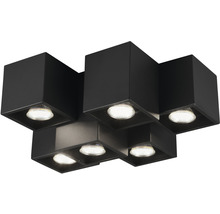 Plafonieră LED neagră cu șapte surse de lumină