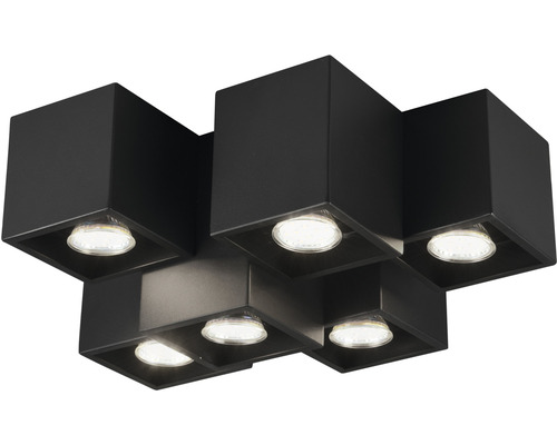 Plafonieră LED neagră cu șapte surse de lumină