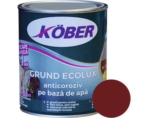 Grund anticoroziv pe bază de apă Ecolux Köber roșu oxid 0,6 l Köber Grund ECOLUX grund anticoroziv într-o cutie