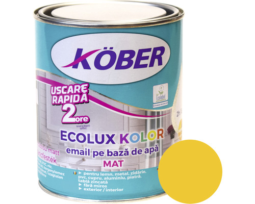 Email mat pe bază de apă Ecolux Kolor Köber galben RAL 1003 2,5 l