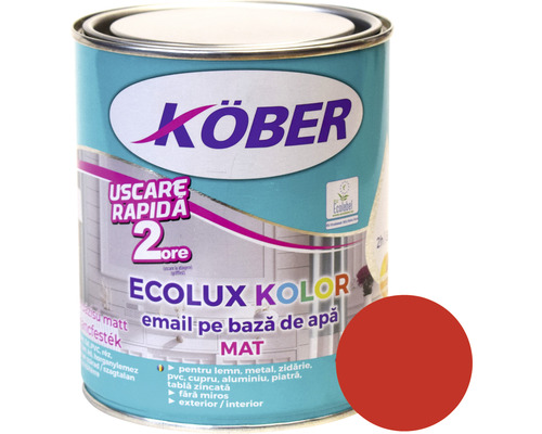Email mat pe bază de apă Ecolux Kolor Köber roșu 2,5 l Vopsea pe bază de apă Köber Ecolux Kolor, într-o cutie