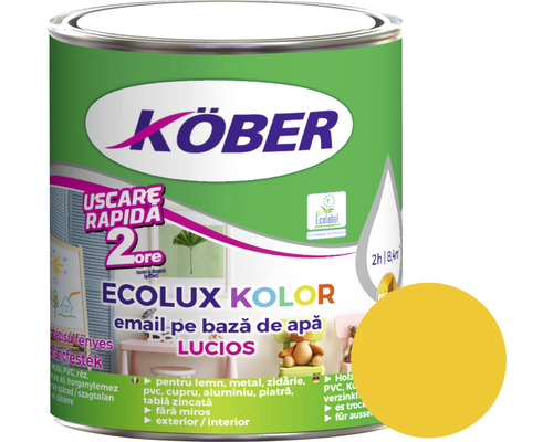 Email lucios pe bază de apă Ecolux Kolor Köber galben RAL 1003 0,6 l