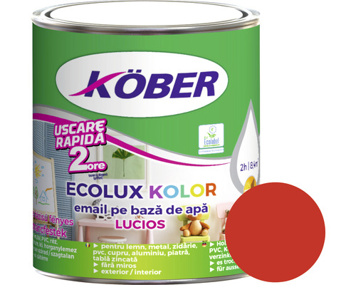 Email lucios pe bază de apă Ecolux Kolor Köber roșu RAL 3028 0,6 l