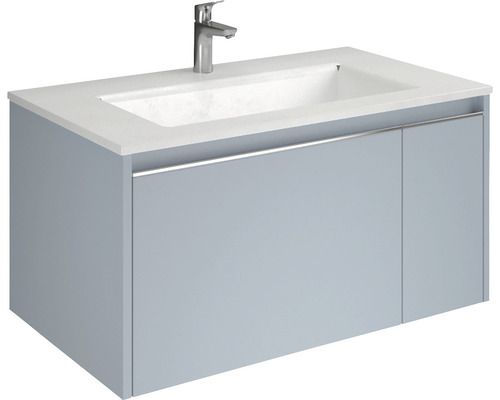 Set mobilier baie suspendat Savinidue Cielo 80 cm Blu Pastello Chiuvetă cu dulap