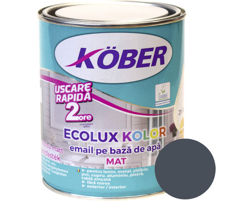 Email mat pe bază de apă Ecolux Kolor Köber gri antracit RAL 7016 2,5 l-0