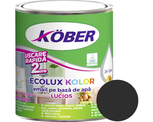Email lucios pe bază de apă Ecolux Kolor Köber negru 0,6 l-0