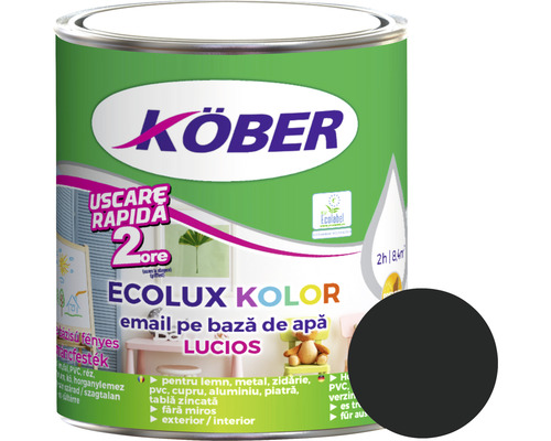 Email lucios pe bază de apă Ecolux Kolor Köber negru 2,5 l